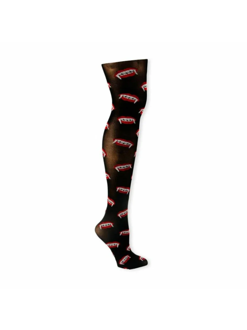 Halloween Costume Adult Black Vampire Teeth Tights M/L Punk Rock Medium Large